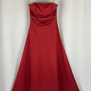 Red "Mary’s Modern Maids” maxi dress